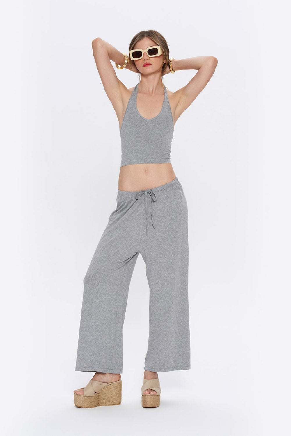 Tiny-Halter Yaka Gri Yumuşak Bluz-Top-6-roqelvaxirum.shop