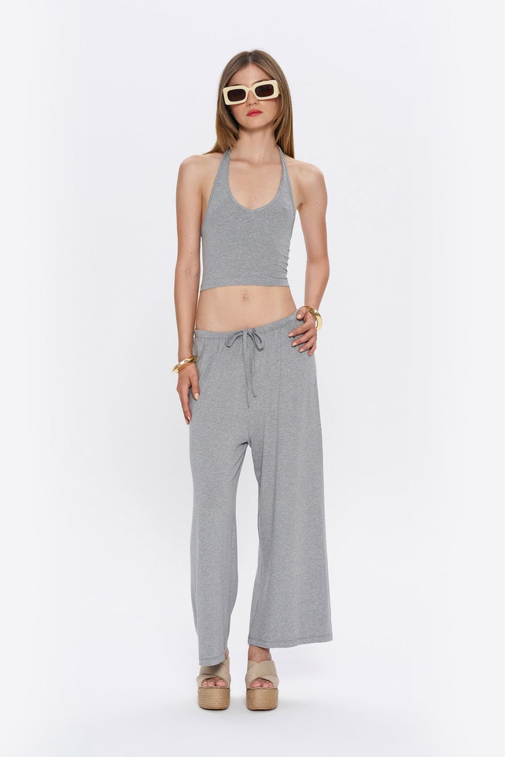 Tiny-Halter Yaka Gri Yumuşak Bluz-Top-7-roqelvaxirum.shop
