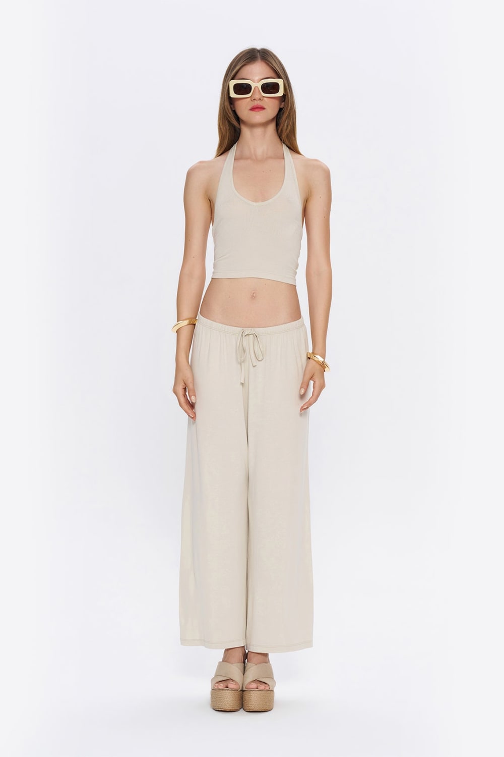 Tiny-Halter Yaka Krem Yumuşak Bluz-Top-1-roqelvaxirum.shop