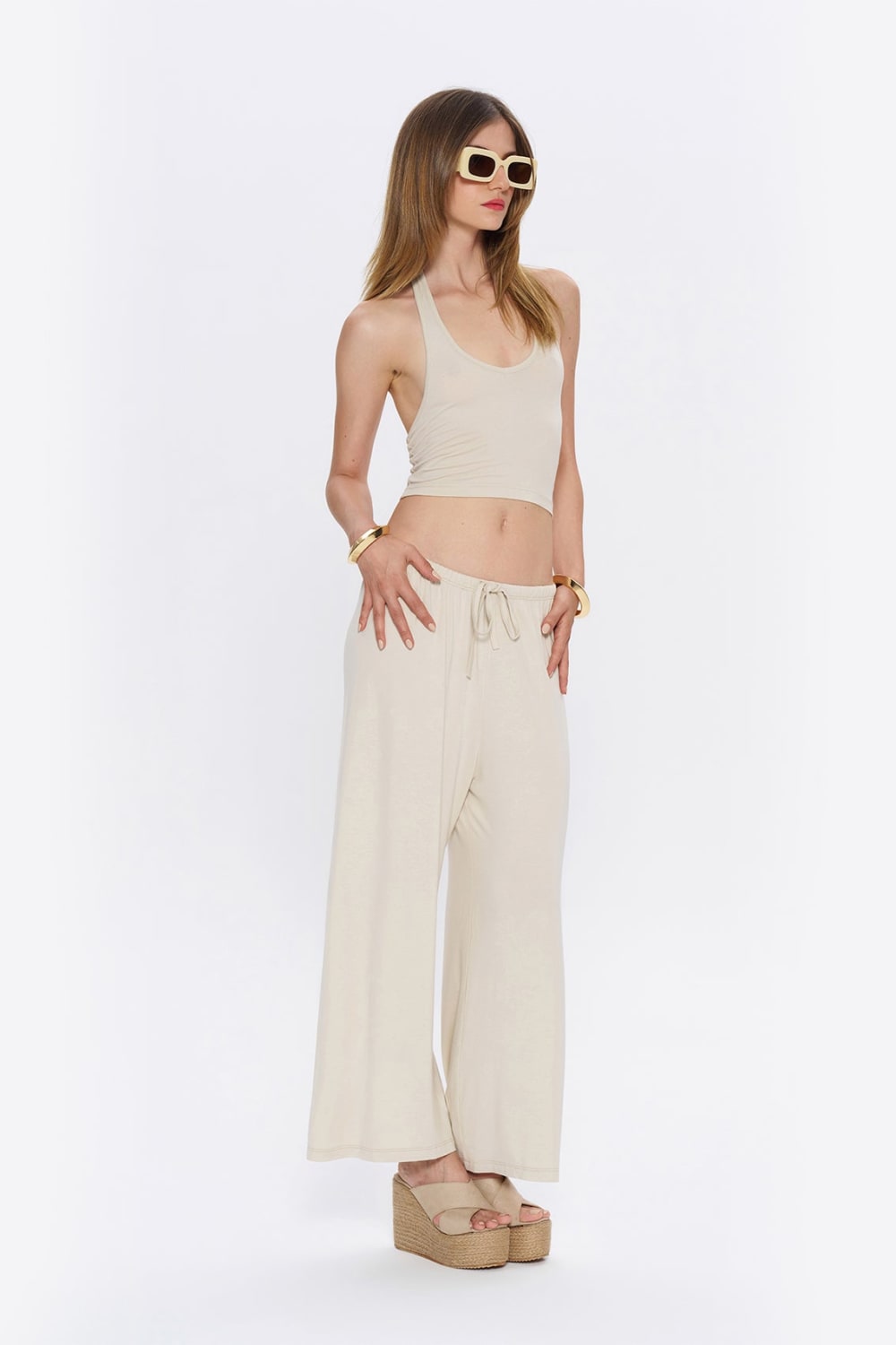 Tiny-Halter Yaka Krem Yumuşak Bluz-Top-10-roqelvaxirum.shop