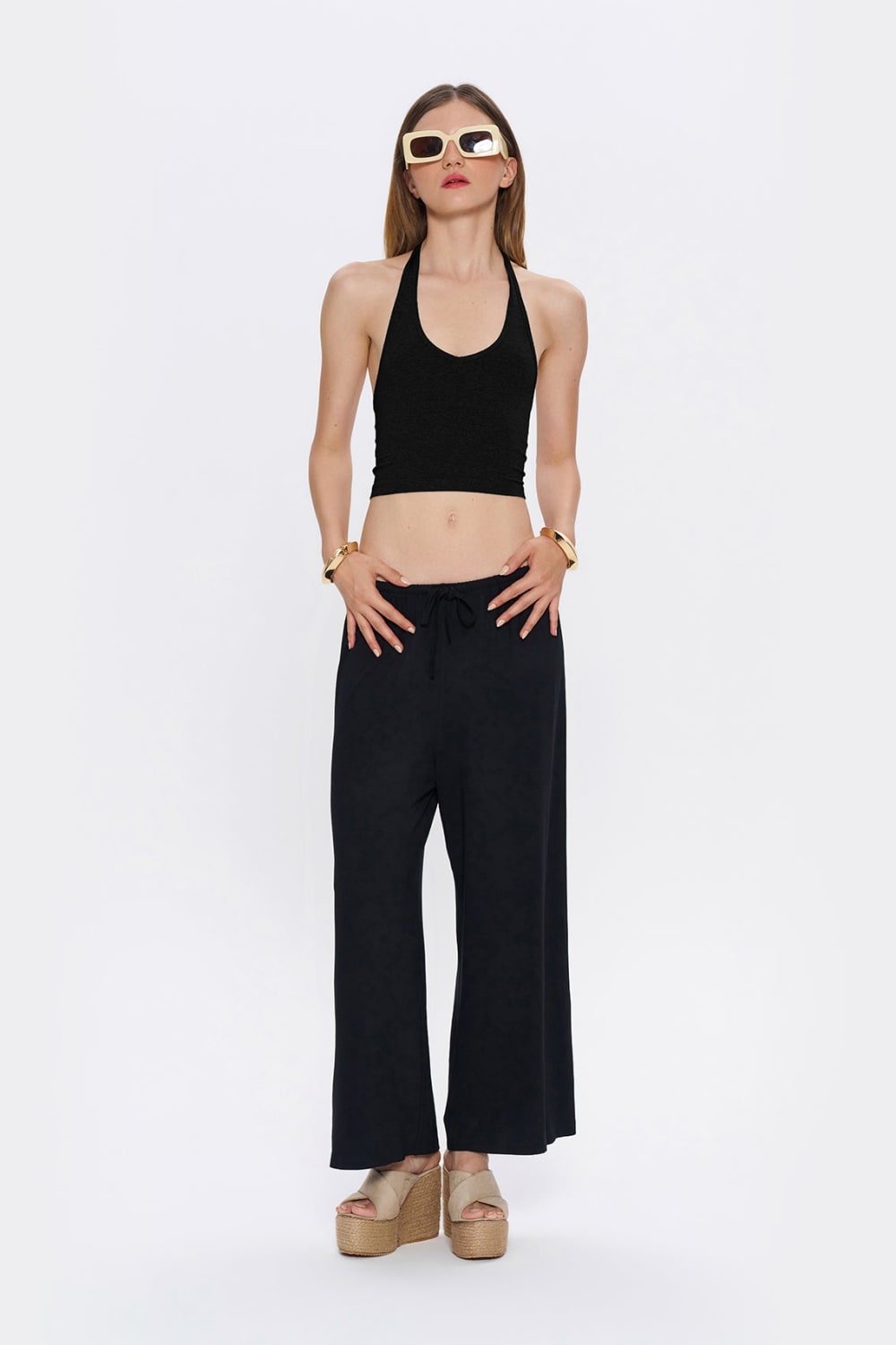 Tiny-Halter Yaka Siyah Yumuşak Bluz-Top-1-roqelvaxirum.shop