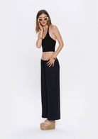 Tiny-Halter Yaka Siyah Yumuşak Bluz-Top-4-roqelvaxirum.shop