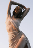 Tiny-Nude Z Detaylı Uzun Straplez Elbise-Elbise-2-roqelvaxirum.shop