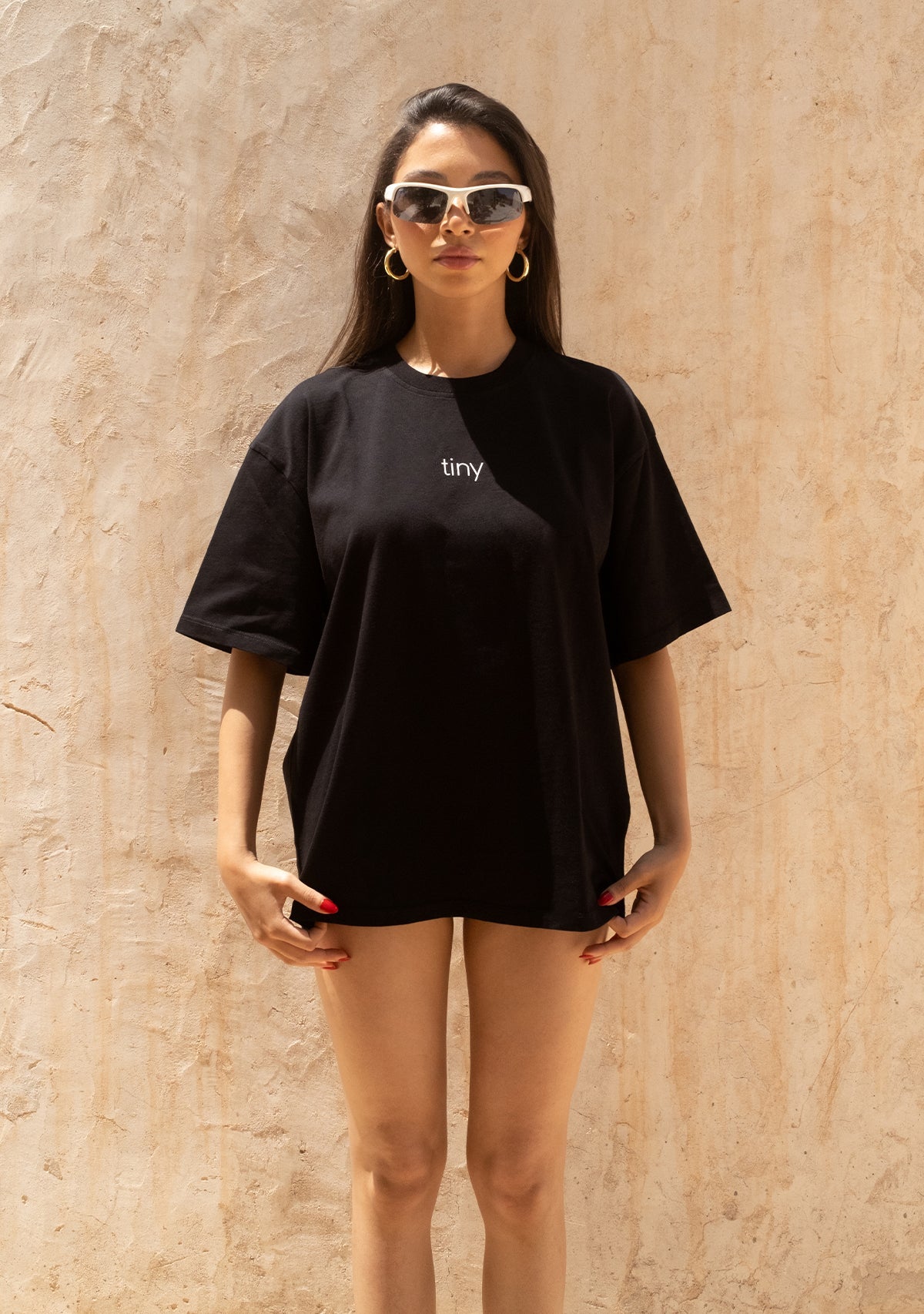 Tiny-Oversize Siyah Tişört-T-Shirts-5-roqelvaxirum.shop