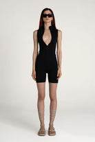 Tiny-Siyah Önden Fermuarlı Şort Bodysuit-Bodysuit-1-roqelvaxirum.shop
