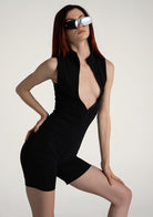 Tiny-Siyah Önden Fermuarlı Şort Bodysuit-Bodysuit-10-roqelvaxirum.shop
