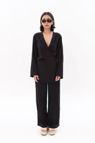 Tiny-Siyah Tencel™ Bağlamalı Gömlek-Gömlek-1-roqelvaxirum.shop