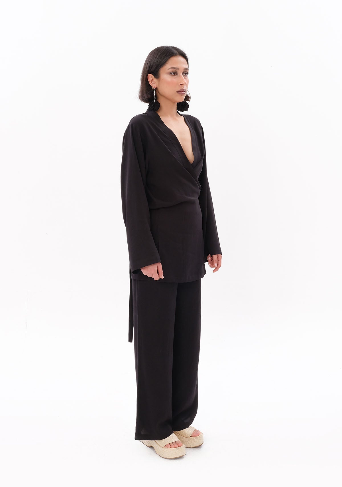 Tiny-Siyah Tencel™ Bağlamalı Gömlek-Gömlek-5-roqelvaxirum.shop