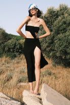 Tiny-Siyah Z Detaylı Uzun Straplez Elbise-Elbise-1-roqelvaxirum.shop