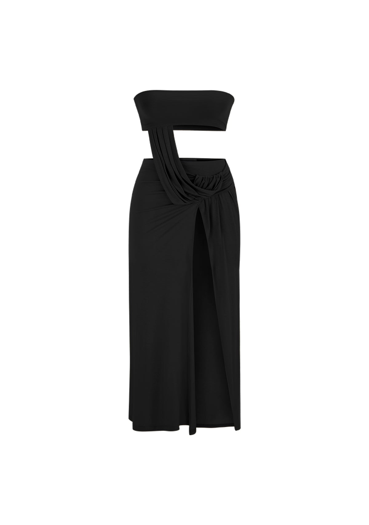 Tiny-Siyah Z Detaylı Uzun Straplez Elbise-Elbise-9-roqelvaxirum.shop