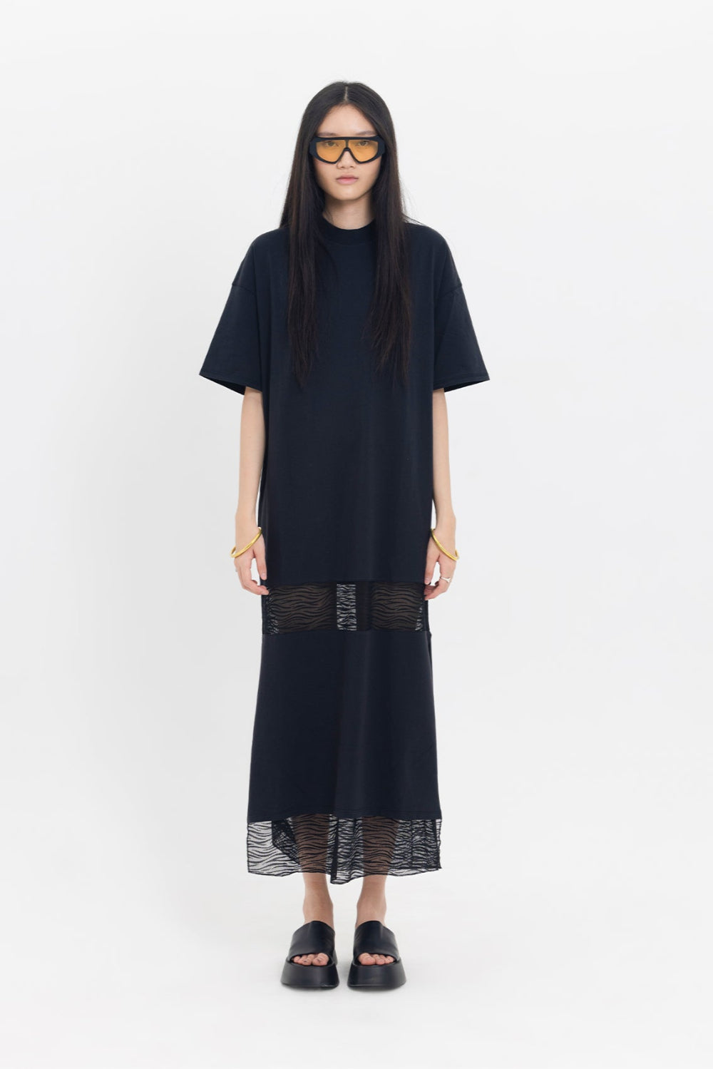 Tiny-Tül Detaylı Antrasit Pamuklu Elbise-Elbise-1-roqelvaxirum.shop