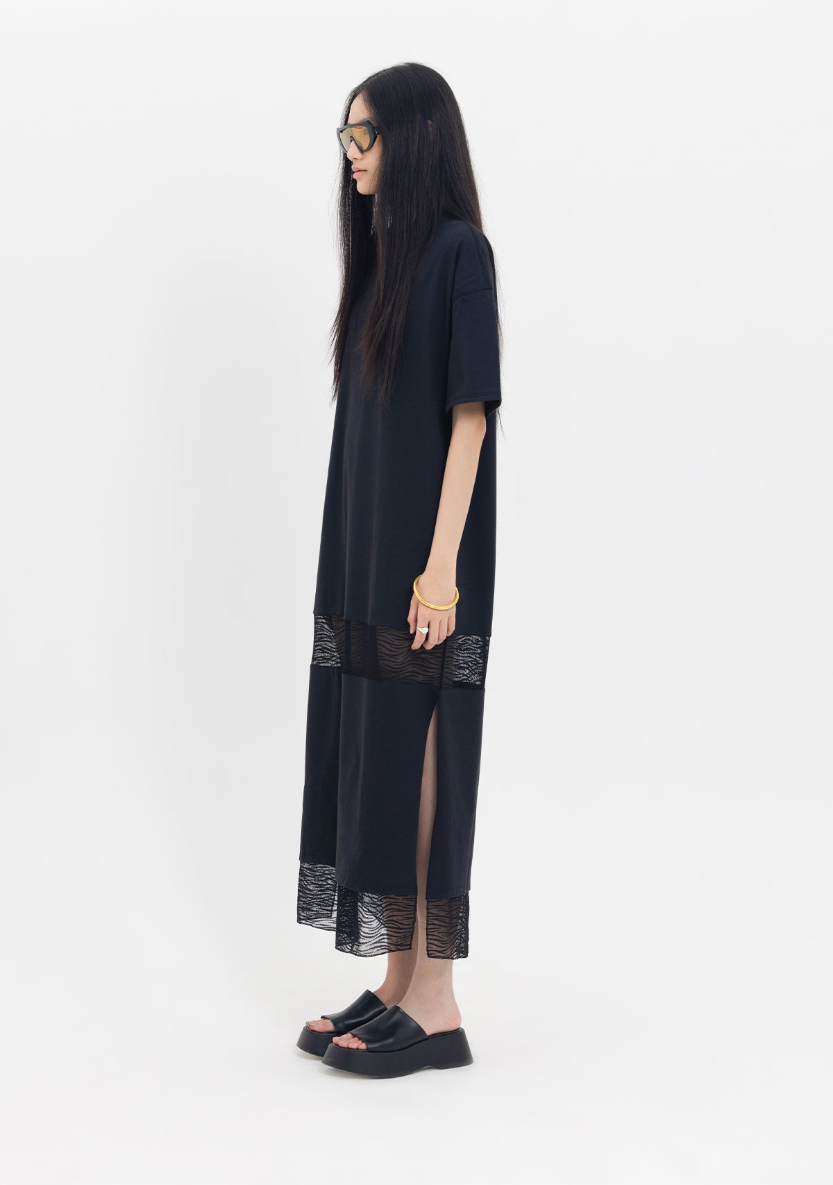 Tiny-Tül Detaylı Antrasit Pamuklu Elbise-Elbise-5-roqelvaxirum.shop