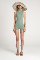 Tiny-Yeşil Boğazlı Sırt Dekolteli Şort Bodysuit-Tulum-1-roqelvaxirum.shop