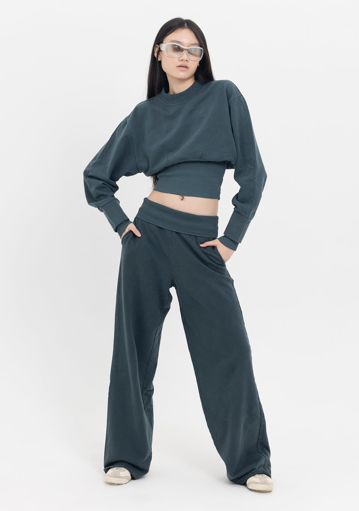 Tiny-Yüksek Bel Geniş Paça Antrasit Pamuklu Eşofman Altı-Eşofman-5-roqelvaxirum.shop