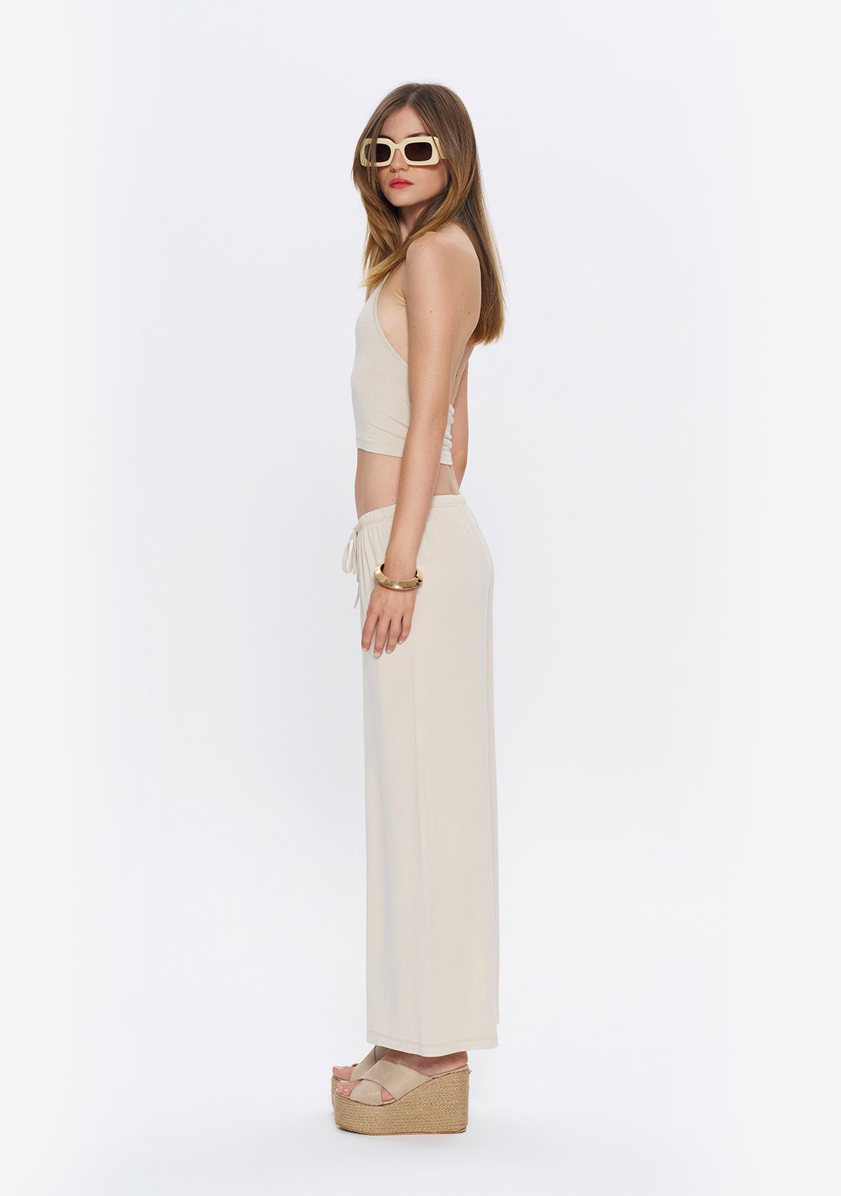 Tiny-Yumuşak Dökümlü Krem Beli Lastikli Pantolon-Pantolon-7-roqelvaxirum.shop