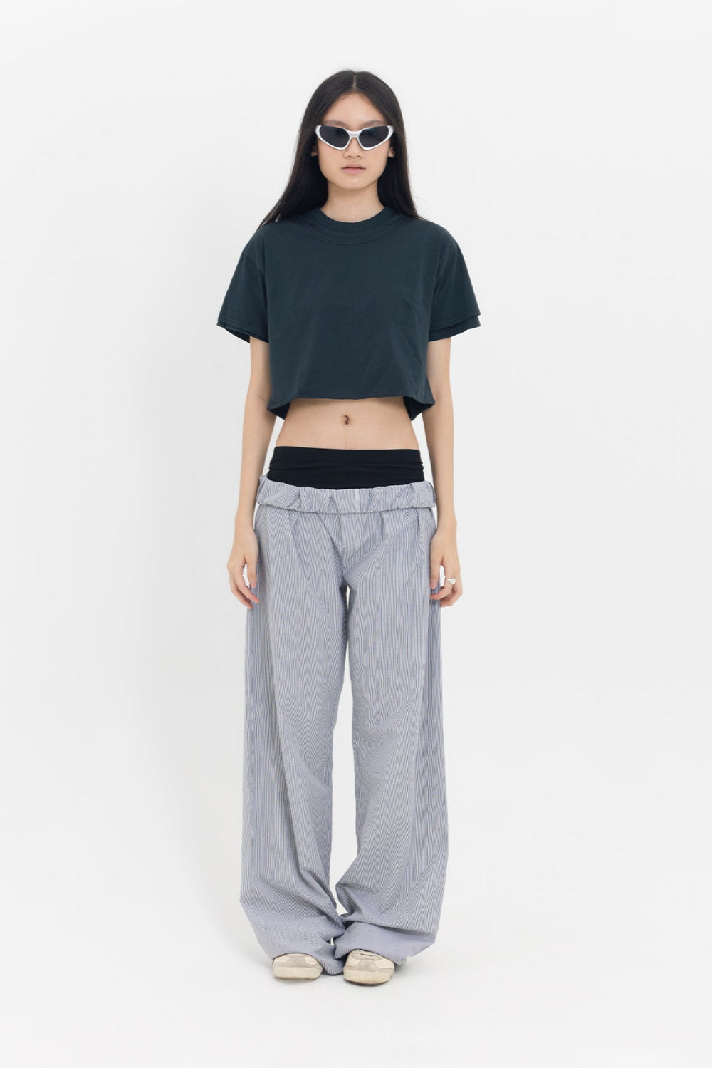 Tiny-Yuvarlak Yaka Antrasit Crop Tişört-T-Shirts-1-roqelvaxirum.shop