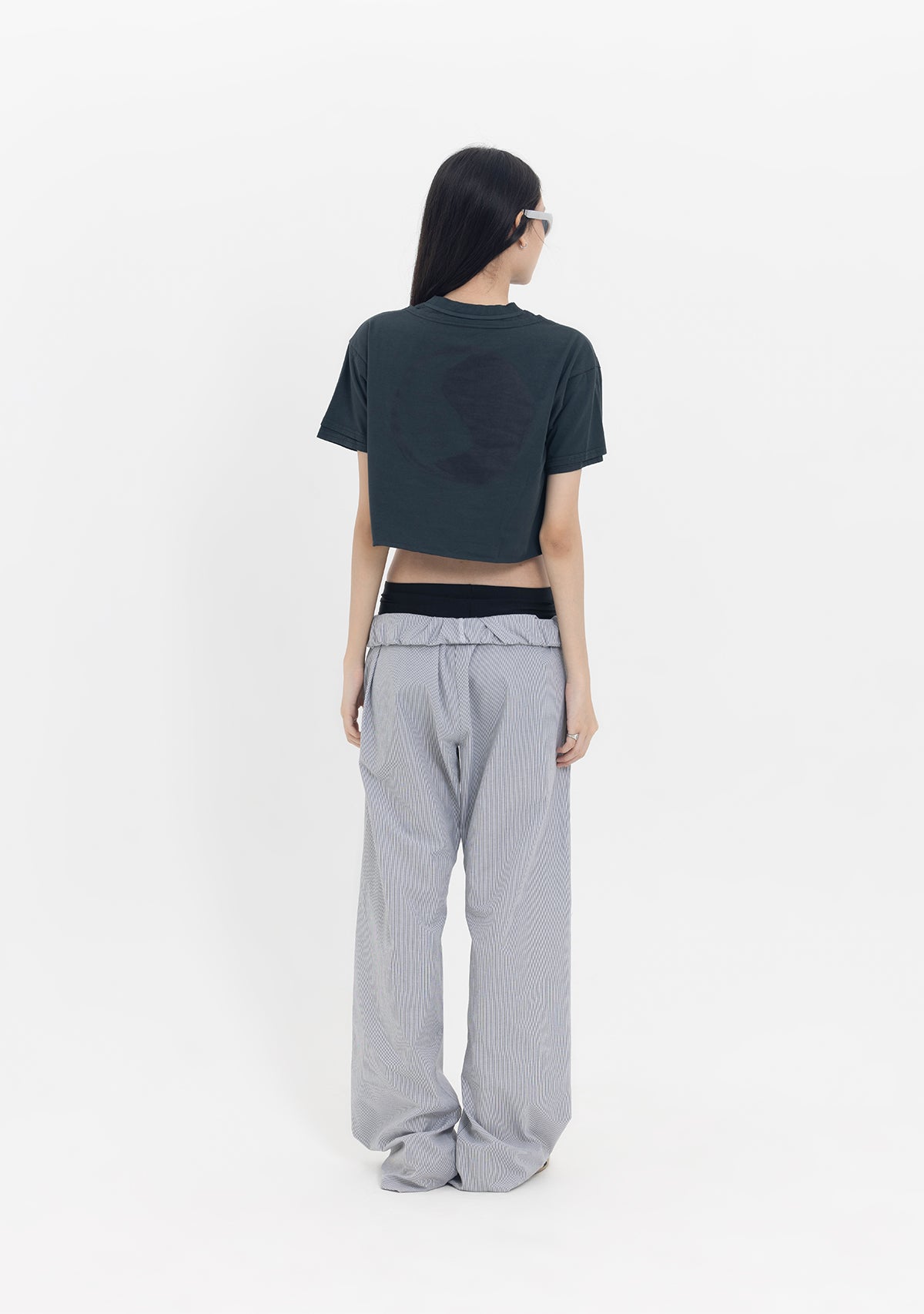 Tiny-Yuvarlak Yaka Antrasit Crop Tişört-T-Shirts-2-roqelvaxirum.shop