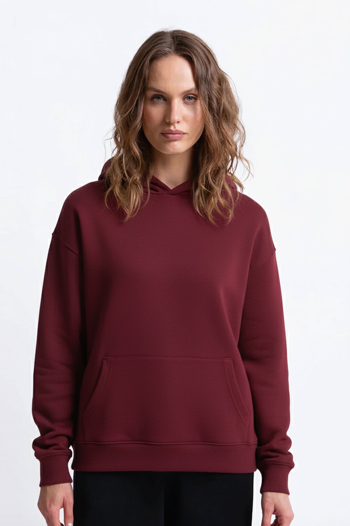 Kapüşonlu Logo Nakışlı Sweatshirt, Bordo - 2