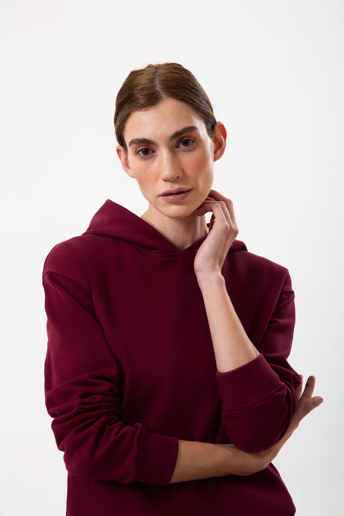 Kapüşonlu Logo Nakışlı Sweatshirt, Bordo - 3