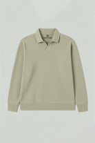 Polo Yaka Logo Nakışlı Sweatshirt, Bej - 0