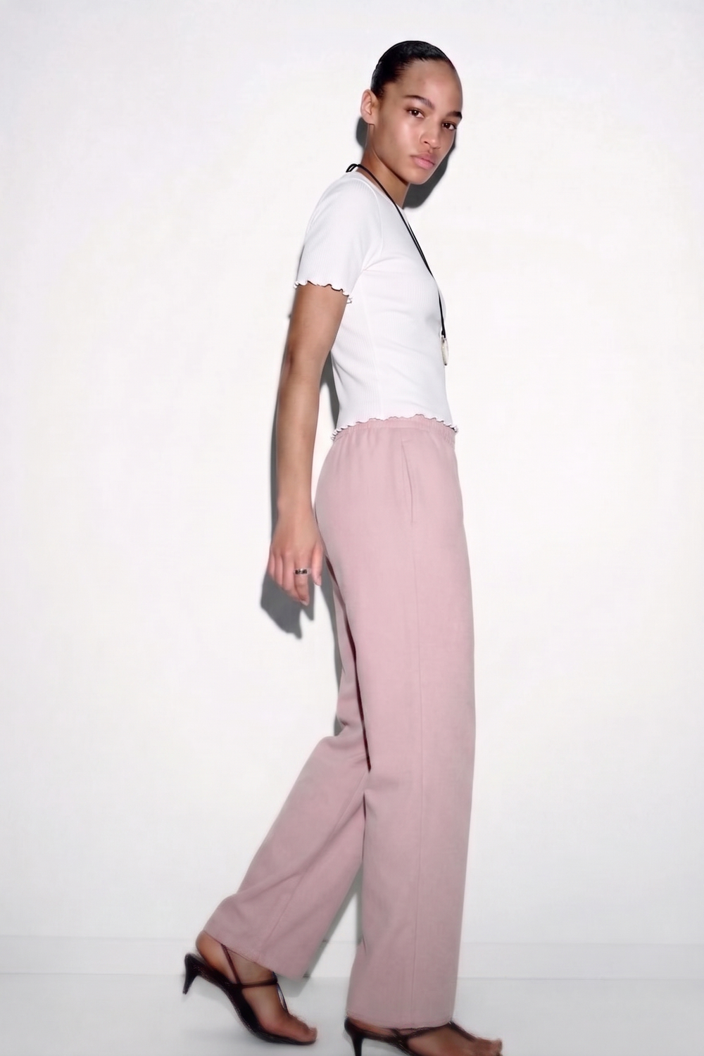 Rahat Kesim Kadın Pantolon, Pembe - 1