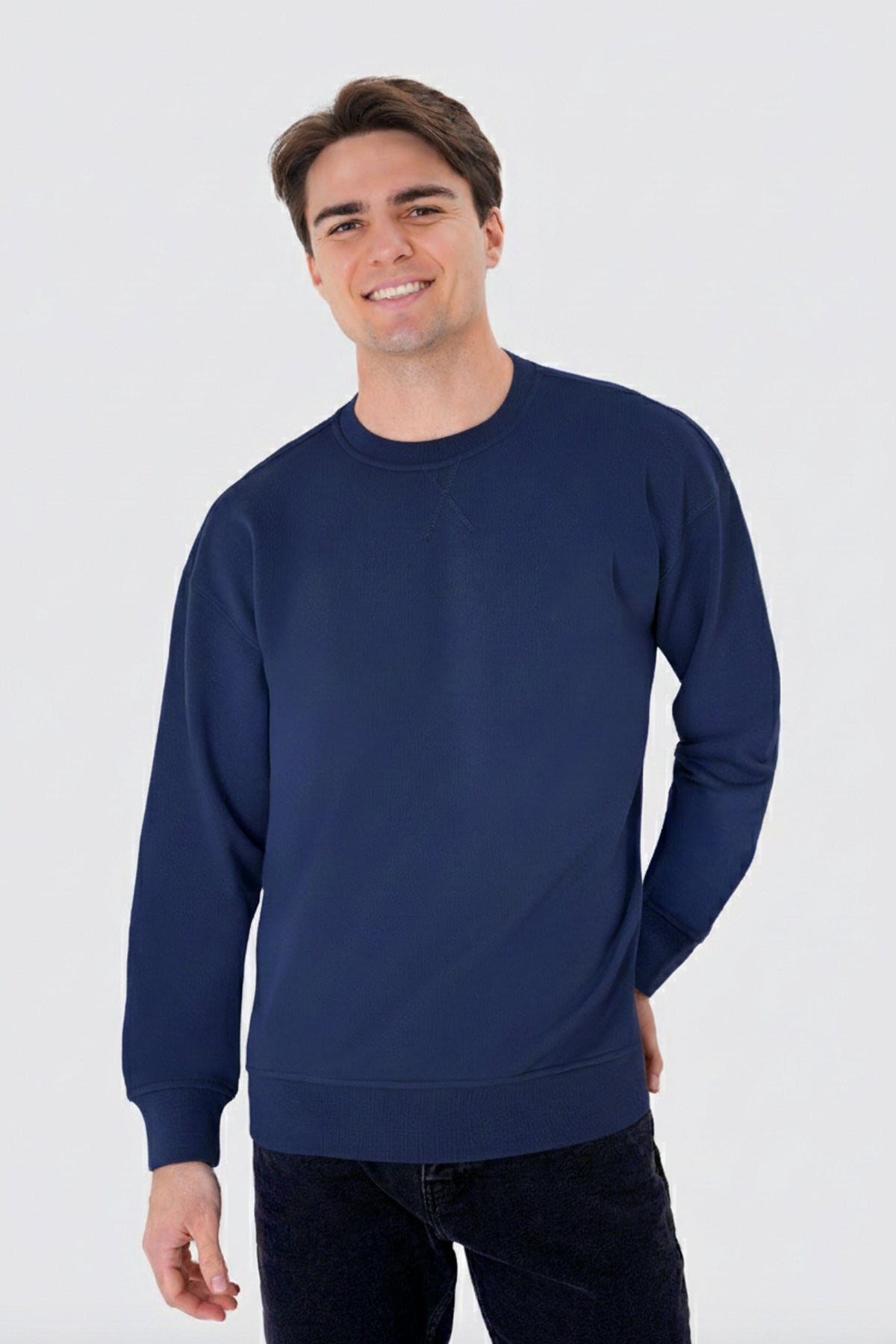 Regular Fit Logo Nakışlı Sweatshirt, Lacivert - 0