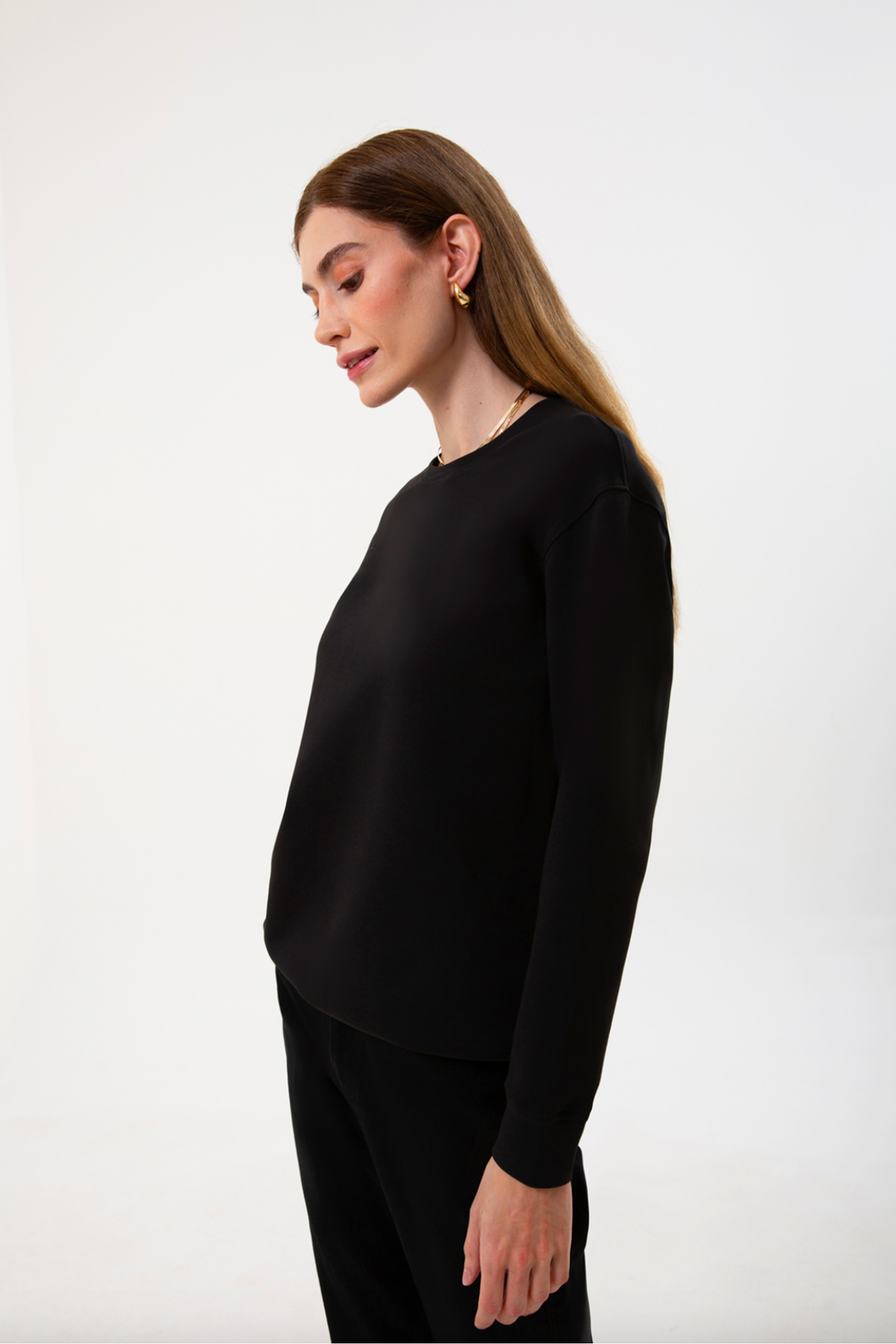 Regular Organik Pamuklu Siyah Kadın Sweatshirt
