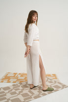 Unexpectedone-Soul Mate Yan Yırtmaçlı Pantolon - White-Pantolon-5-roqelvaxirum.shop