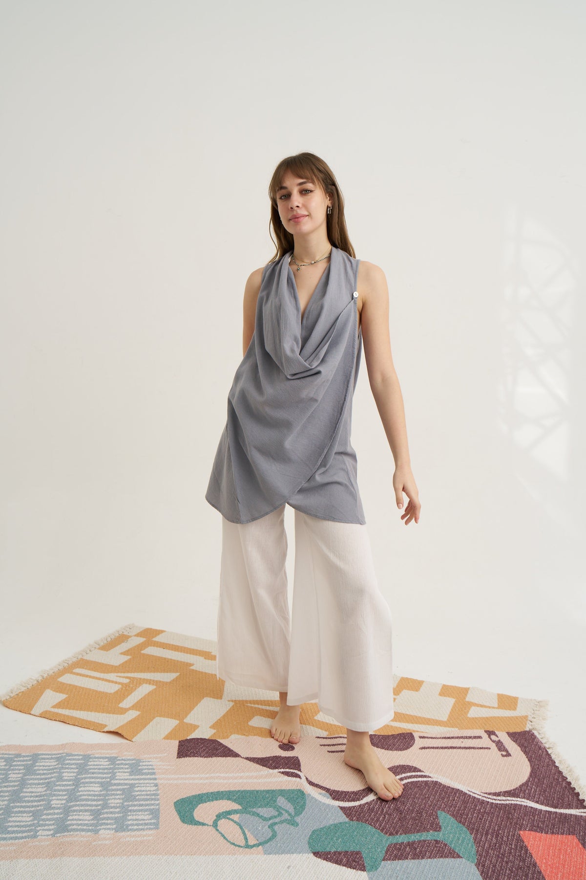 Unexpectedone-Wrapped By Waterfall Tunic - Grey-Elbise-3-roqelvaxirum.shop