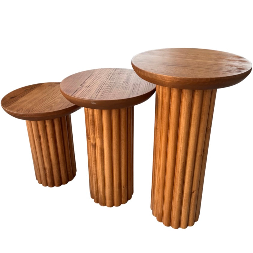 Valnott-Üçlü Fitilli Mantar Sehpa-Sehpa-1-roqelvaxirum.shop
