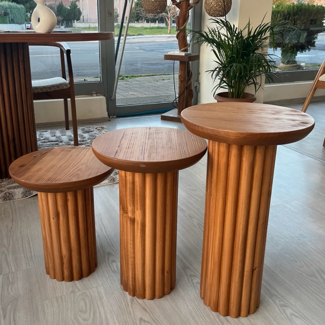 Valnott-Üçlü Fitilli Mantar Sehpa-Sehpa-2-roqelvaxirum.shop