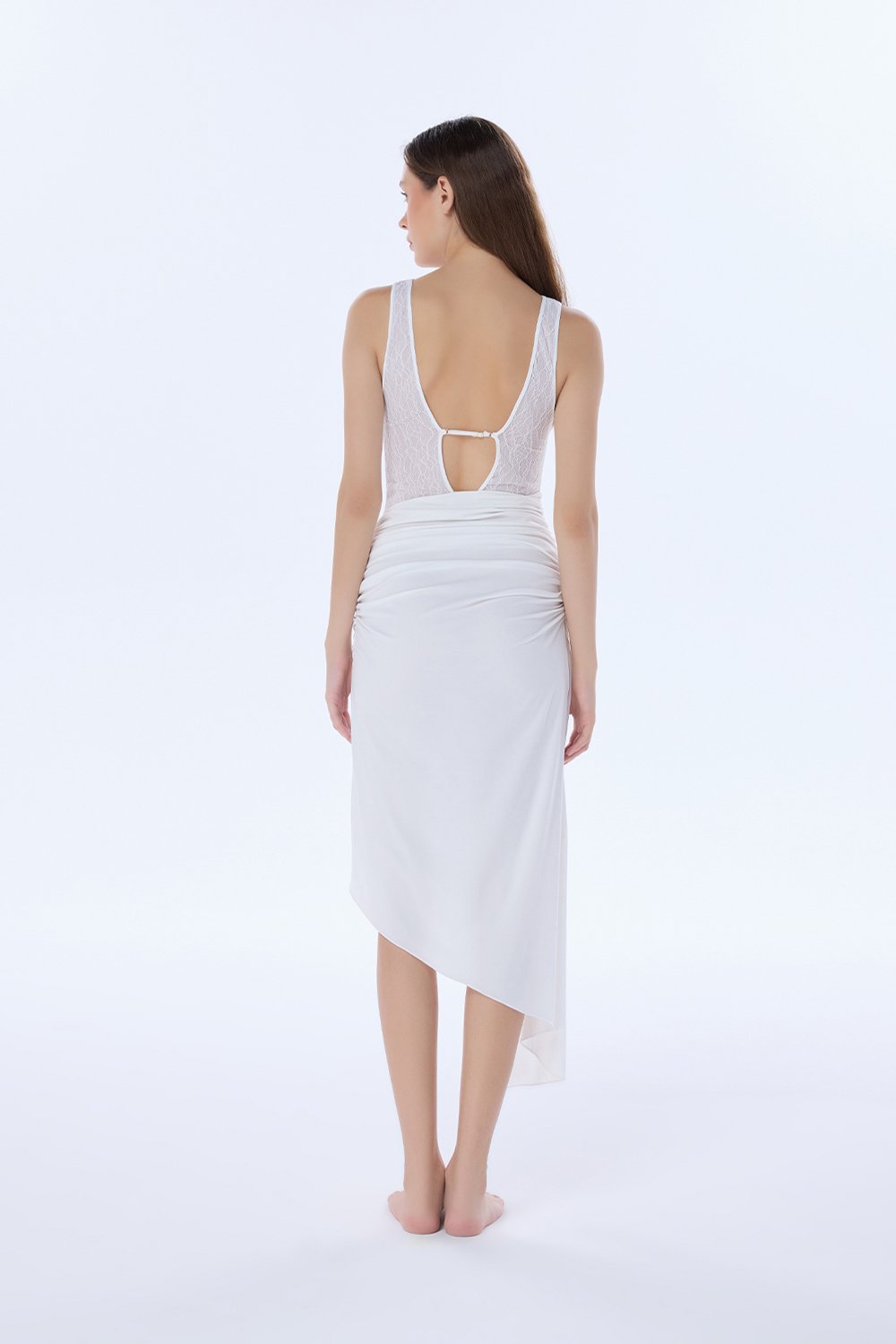 Valnue Lingerie-Ally Beyaz Asimetrik Dantel Elbise-Gecelik-6-roqelvaxirum.shop