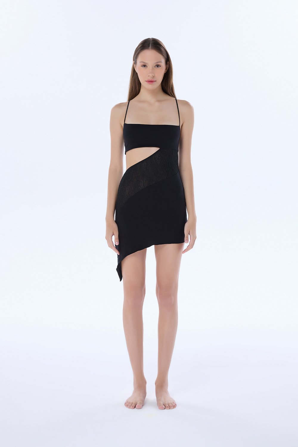 Valnue Lingerie-Frankie Siyah Dantel Asimetrik Gecelik-Gecelik-2-roqelvaxirum.shop