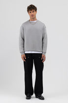Basic Bisiklet Yaka Oversize Sweatshirt