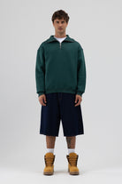 Basic Fermuarlı Dik Yaka Sweatshirt