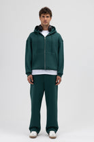 Basic Fermuarlı Oversize Kapüşonlu Sweatshirt