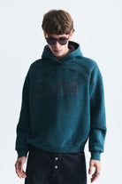 Boxy Fit Baskılı Kapüşonlu Sweatshirt
