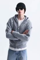 Boxy Fit Fermuarlı Kapüşonlu Sweatshirt