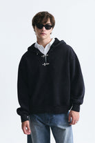 Boxy Fit Metal Klips Kapama Sweatshirt