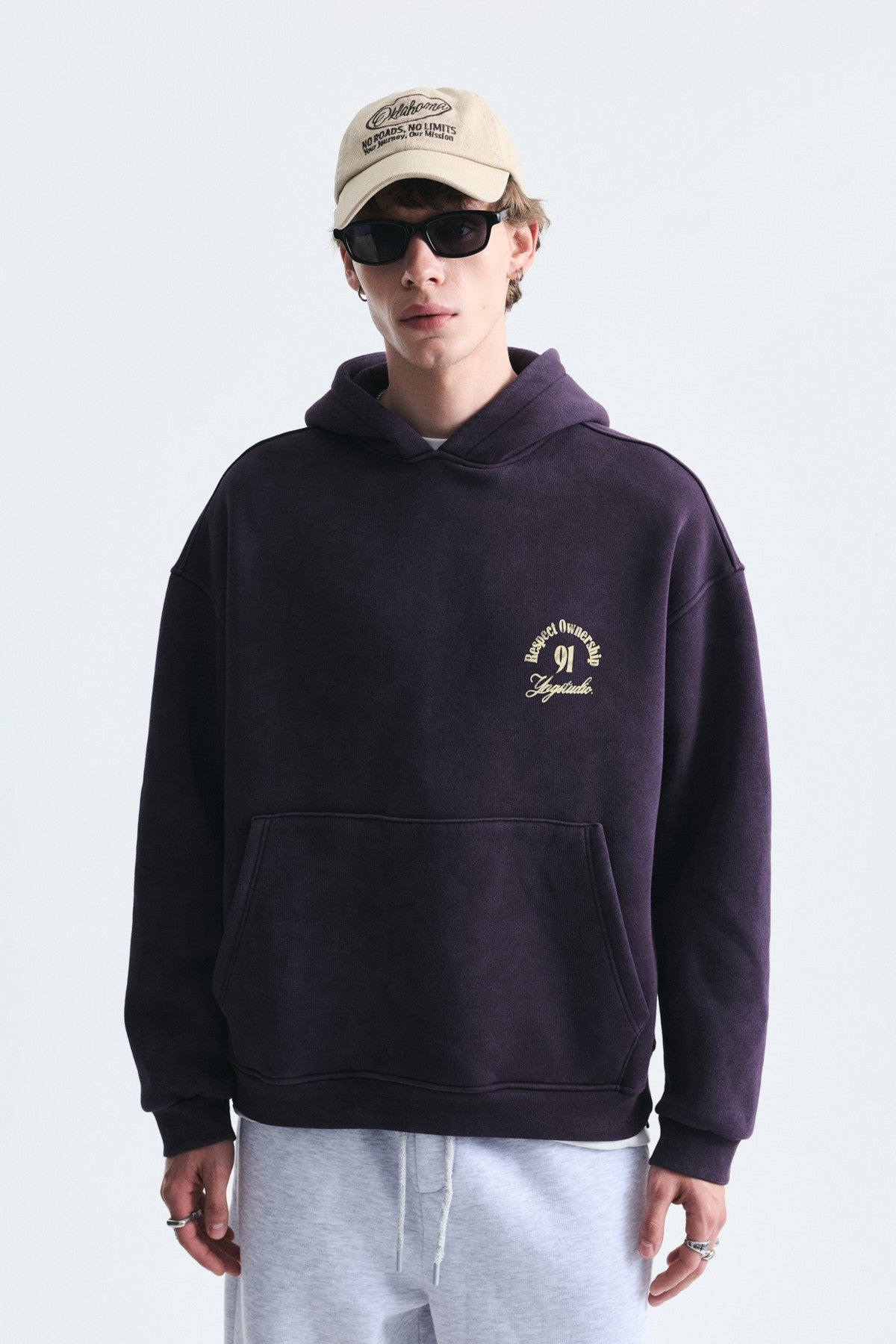 Boxy Fit Yazılı Kapüşonlu Sweatshirt