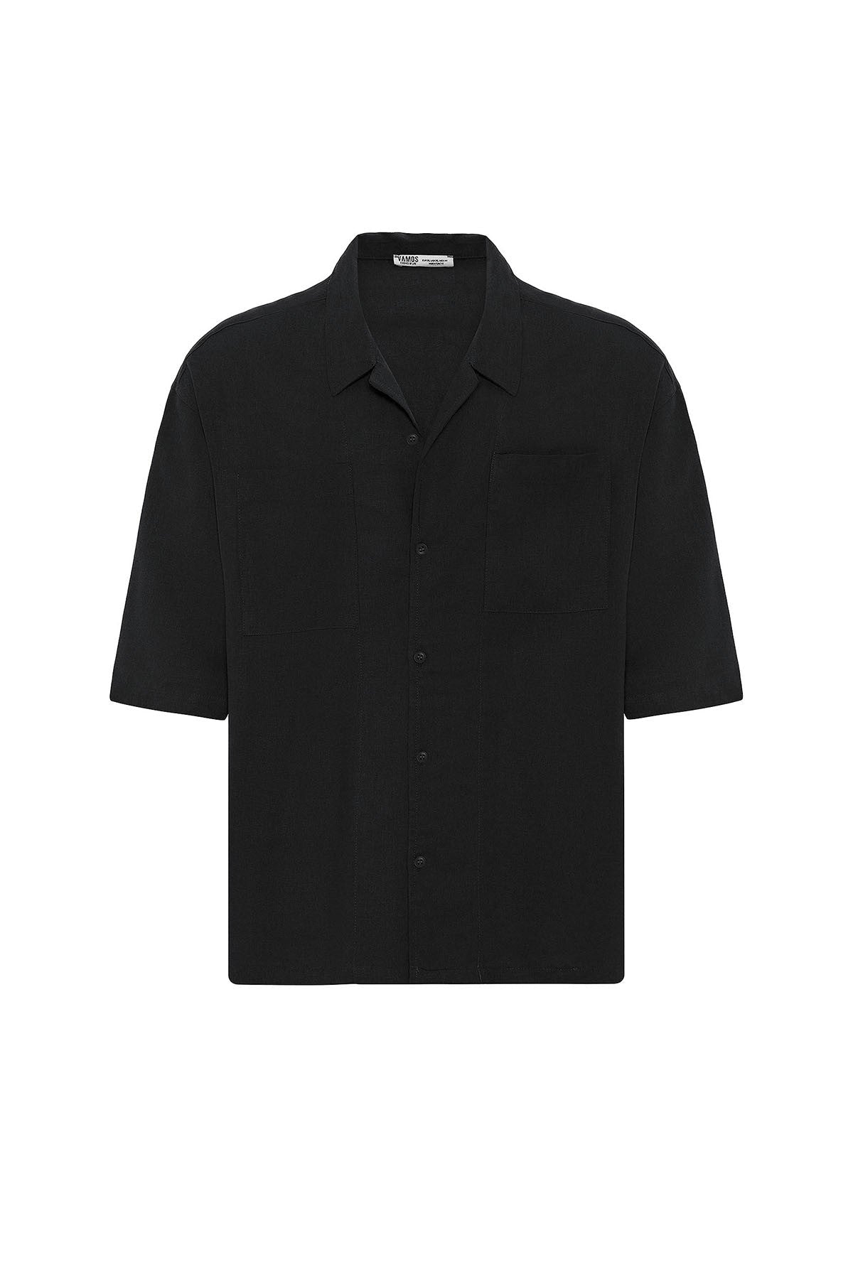 Çift Cepli Oversize Keten Gömlek