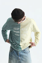 Çift Renk Çizgili Sweatshirt