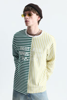 Çift Renk Çizgili Sweatshirt