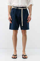 Kemerli Oversize Keten Şort