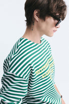 Oversize Çizgili Sweatshirt