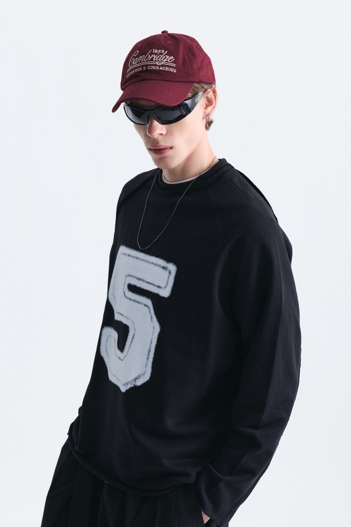 Oversize Rakam Baskılı Sweatshirt