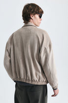 Oversize Polo Yaka Suni Süet Mont
