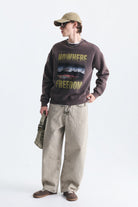 Oversize Yıkamalı Bisiklet Yaka Sweatshirt