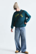 Yıkamalı Yazılı Oversize Sweatshirt