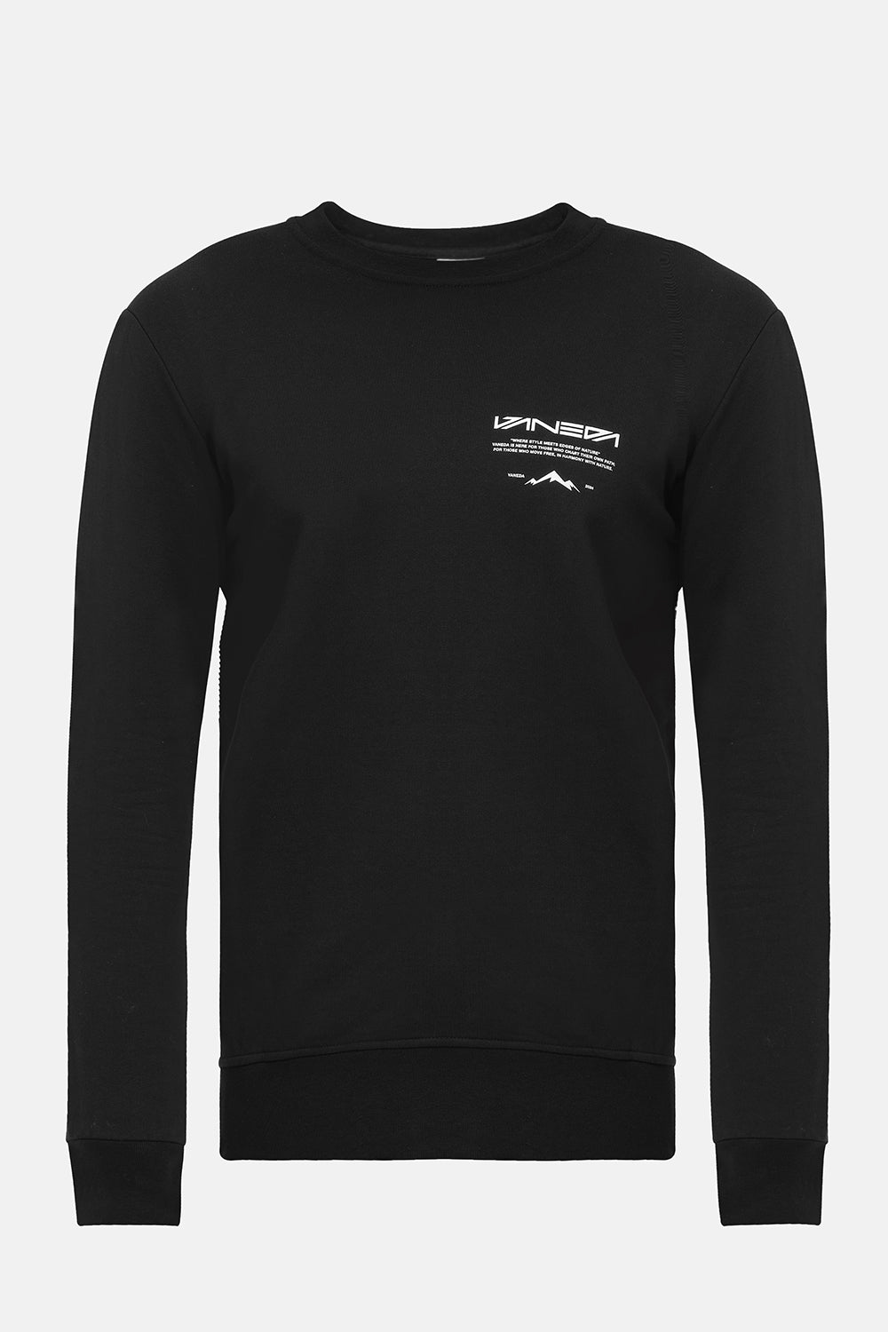 Vaneda-Bisiklet Yaka Regular Fit Next Unisex Sweatshirt Siyah-1-roqelvaxirum.shop